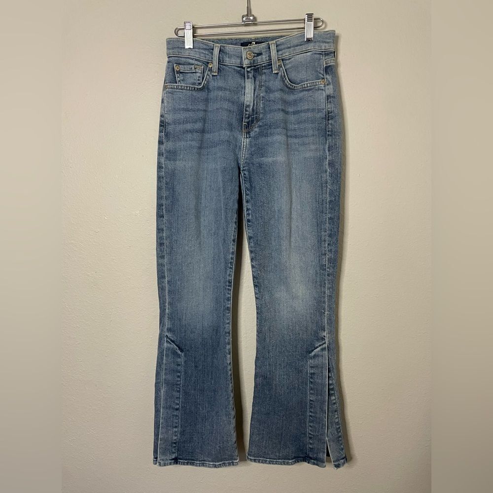 7 For All Mankind split ankle open bottom jean size 27